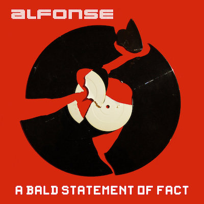Cover art for Bald Statement of Fact - a broken record on a red background